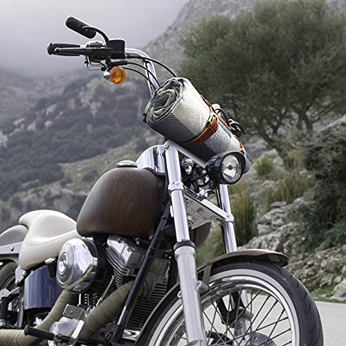 PortableAnd Genuine Leather Carry Strap for Motorcycle & Picnic Bedroll Blankets, Gifts for Motorcycle Motorbike Lovers, Heavy duty Adjustable belt (Natural Brown) - Image 4