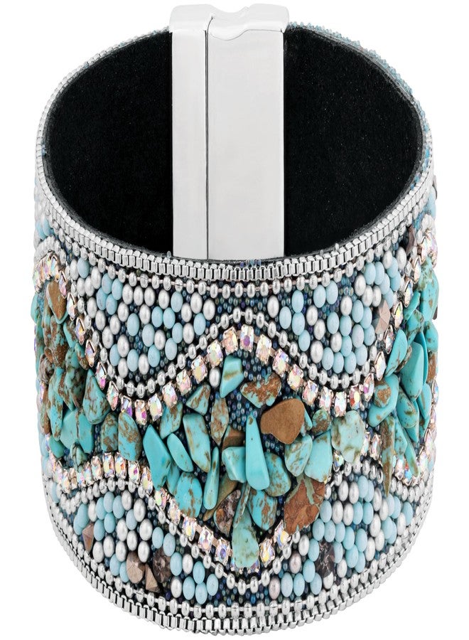 MINACHI Bohemian Retro Style, Punk Style, Full Rhinestone, Handmade Beaded, Personality Charm, Cuff Bangle Jewelry for Women - Image 1
