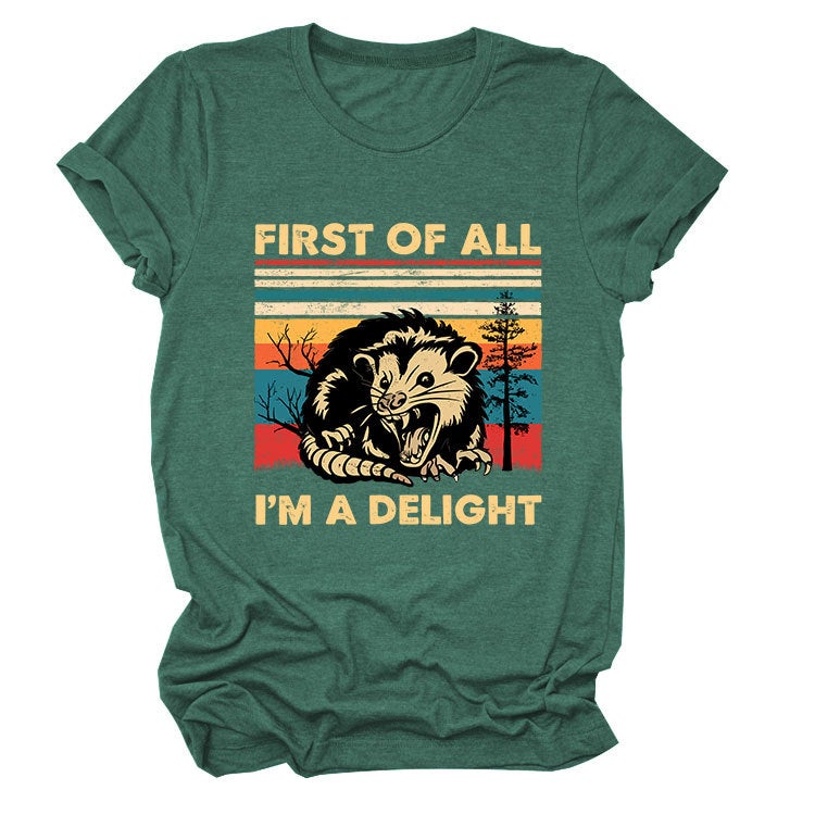 Fun Round Neck Short Sleeve First Of All I'M A Delight Summer Comfortable T-Shirt - Image 1