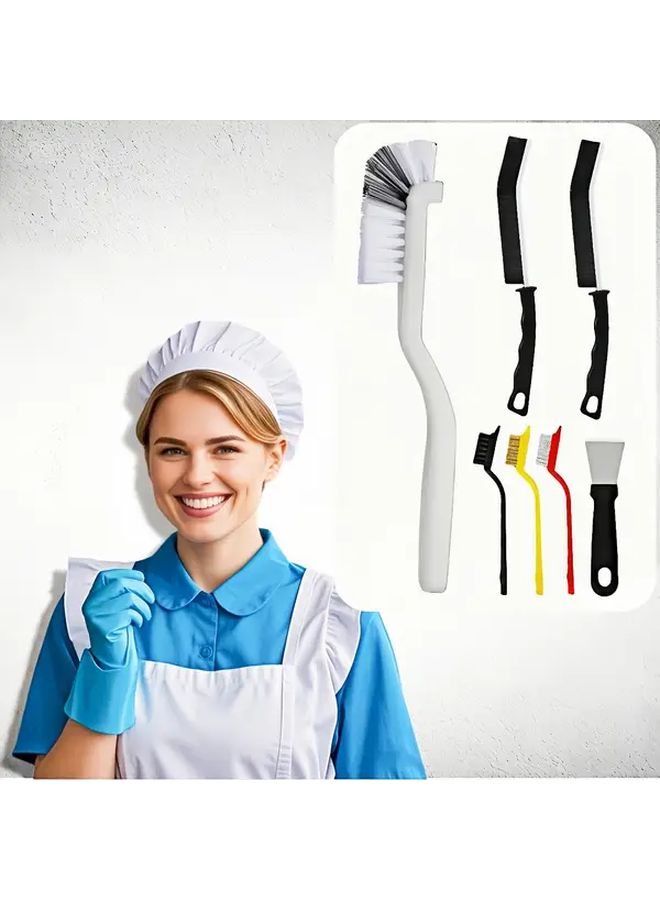7 قطع فرشاة تنظيف الشقوق ذات شعيرات صلبة لمجموعة تنظيف حوض المطبخ والحمام وفتحات الزجاجات - Image 1