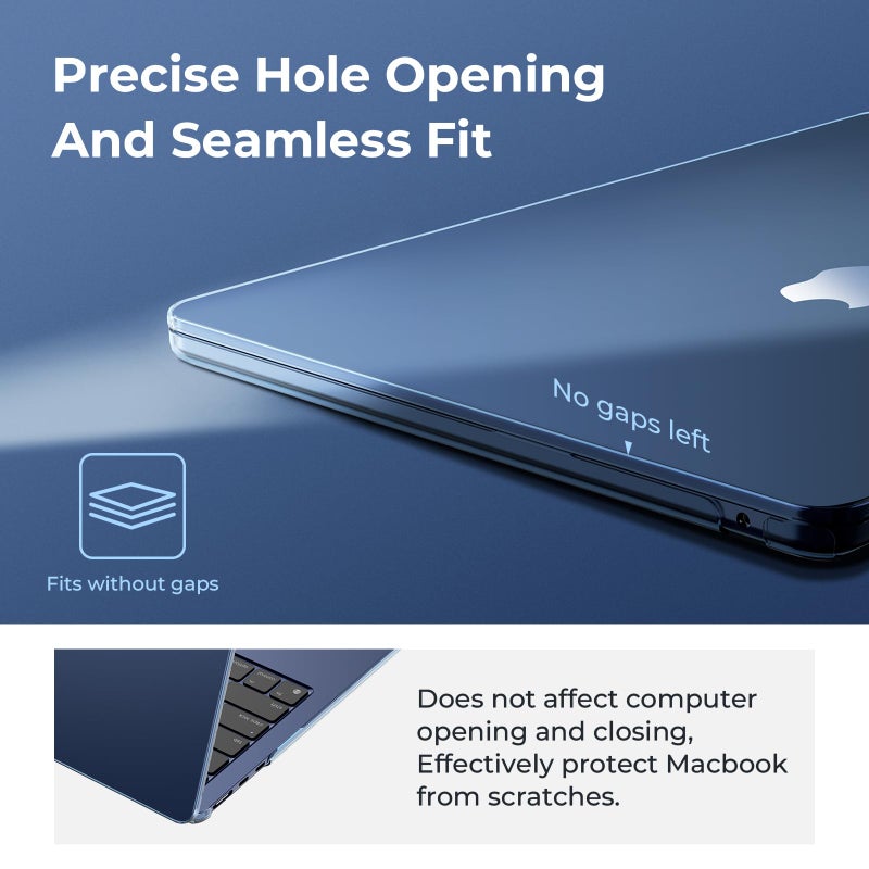 EooCoo Case Compatible with MacBook Air 15 inch M5 2026 2025-2023 Release M4 M3 M2 Model A3448 A3241 A3114 A2941, Plastic Hard Shell Case & Keyboard Cover & Screen Protector, Crystal Midnight - Image 4