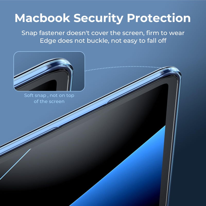 EooCoo Case Compatible with MacBook Air 15 inch M5 2026 2025-2023 Release M4 M3 M2 Model A3448 A3241 A3114 A2941, Plastic Hard Shell Case & Keyboard Cover & Screen Protector, Crystal Midnight - Image 3