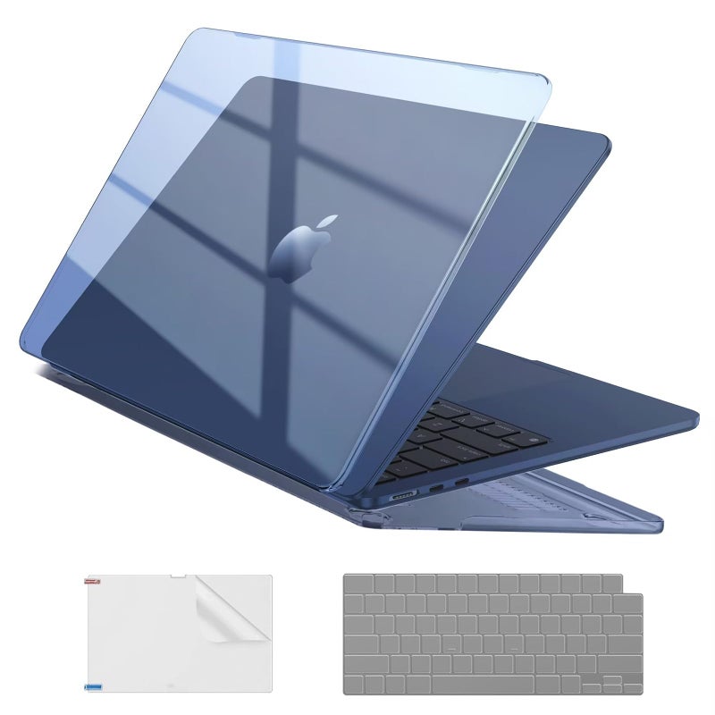 EooCoo Case Compatible with MacBook Air 15 inch M5 2026 2025-2023 Release M4 M3 M2 Model A3448 A3241 A3114 A2941, Plastic Hard Shell Case & Keyboard Cover & Screen Protector, Crystal Midnight - Image 1