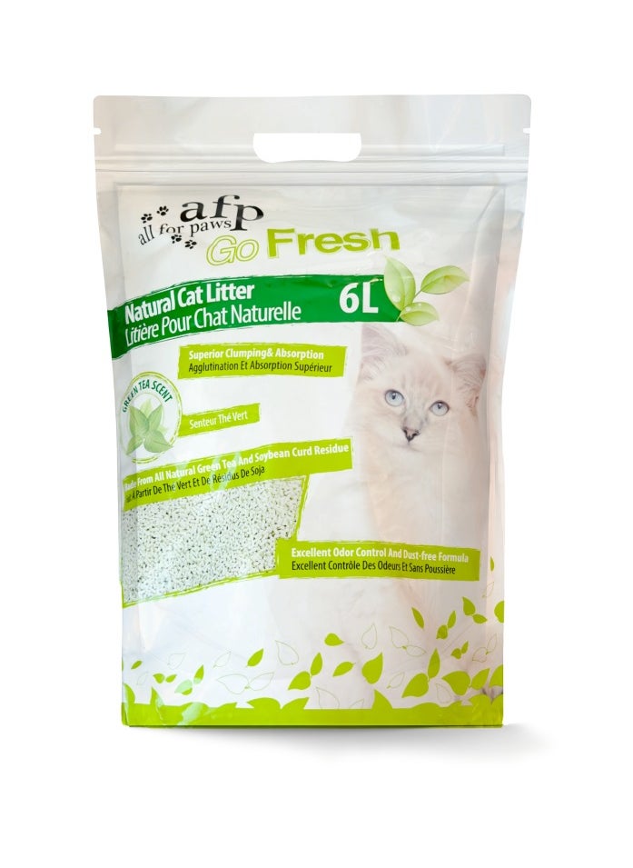 all for paws - Clumping Natural Cat Litter - Green Tea Scent/6 L - Image 1