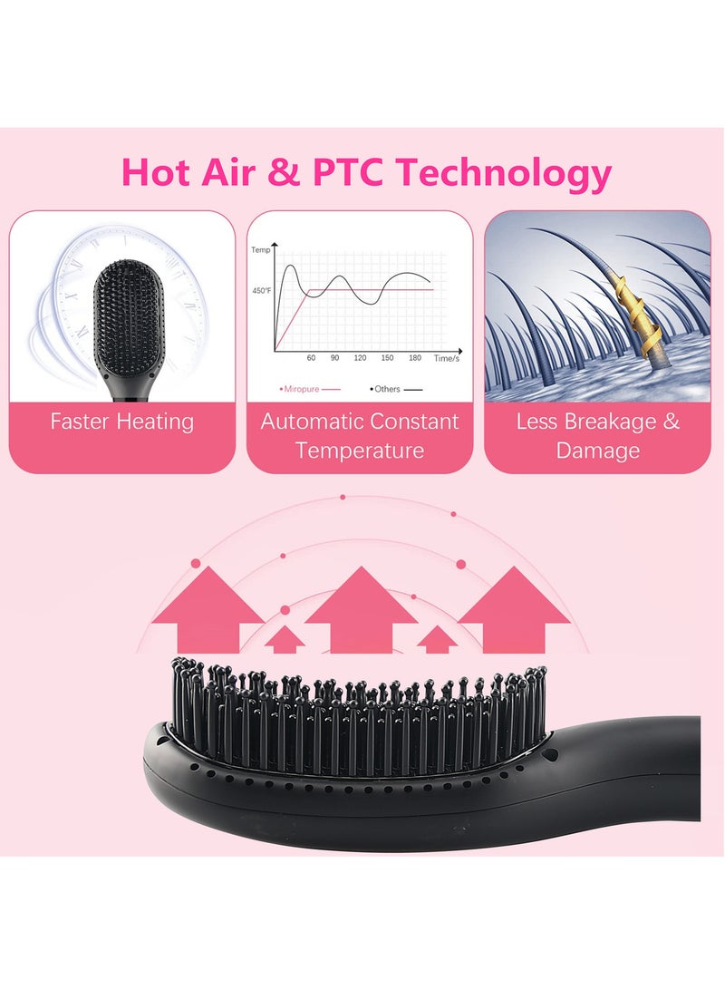REBUNE RE-AB002 3 In 1 Hot Air Styler Negative Ion Hair Straightener Brush, Hot Air & PTC Dual Heating Technology For Smooth Frizz-Free Hair Black - Image 5