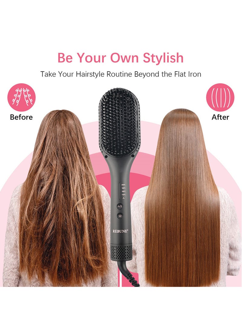 REBUNE RE-AB002 3 In 1 Hot Air Styler Negative Ion Hair Straightener Brush, Hot Air & PTC Dual Heating Technology For Smooth Frizz-Free Hair Black - Image 3