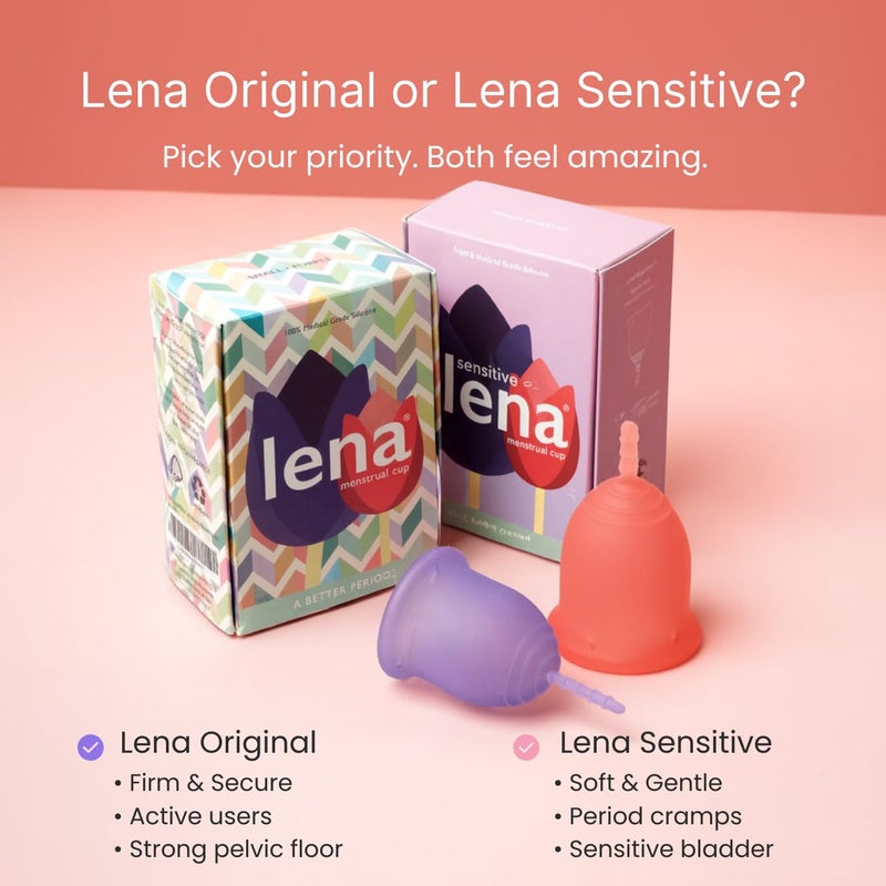 Lena Menstrual Cup Original â€“ Reusable Silicone Period Cup for Heavy Flow, 12-Hour Leak-Free Protection, Soft & Comfortable, Beginner-Friendly Design - Large, Pink - Image 5