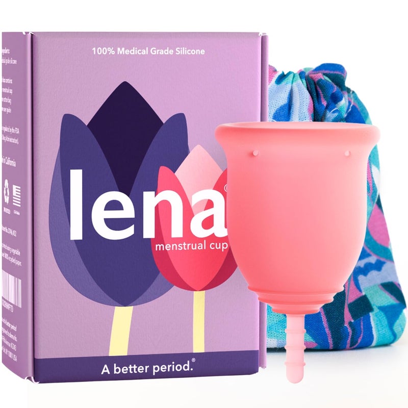 Lena Menstrual Cup Original â€“ Reusable Silicone Period Cup for Heavy Flow, 12-Hour Leak-Free Protection, Soft & Comfortable, Beginner-Friendly Design - Large, Pink - Image 1