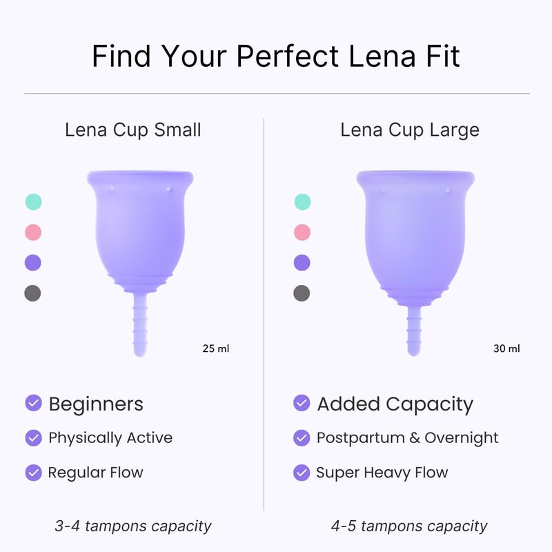 Lena Menstrual Cup Original â€“ Reusable Silicone Period Cup for Heavy Flow, 12-Hour Leak-Free Protection, Soft & Comfortable, Beginner-Friendly Design - Large, Pink - Image 4