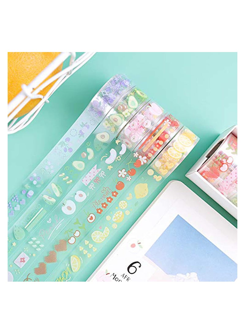 Washi Tape Set Creative DIY Scrapbooking Decoration Gift Wrapping and Craft Sticky Adhesive Paper Masking Tape Waterproof Plastic Tape Gift for Scrapbook Journal Planner Arts Crafts (10 Rolls) - Image 2