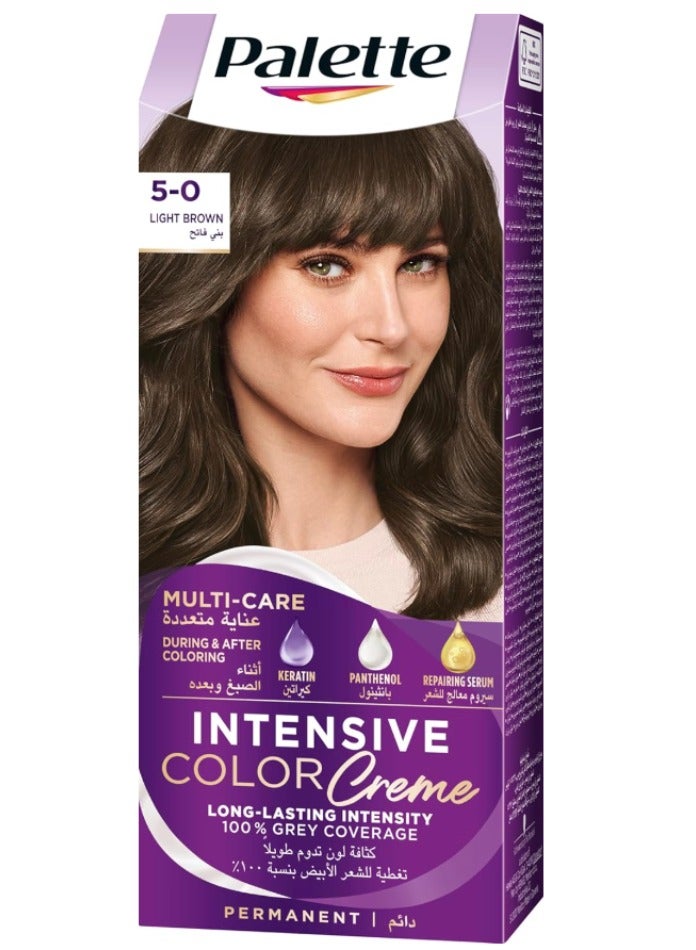 باليت آي سي سي لون شعر 5.0 بني فاتح - صبغة كريمية دائمة - (50 مل + 50 مل + 10 مل) - Image 1