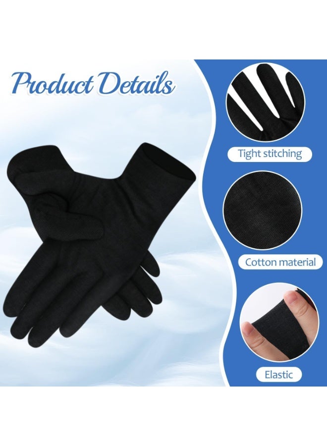 Lonimia 12 Pairs Black Gloves, 24Pcs Soft Cotton Gloves for Art handling Crafting Coin Jewelry Silver Inspection Gloves, Stretchable Lining Glove, Large Size - Image 2
