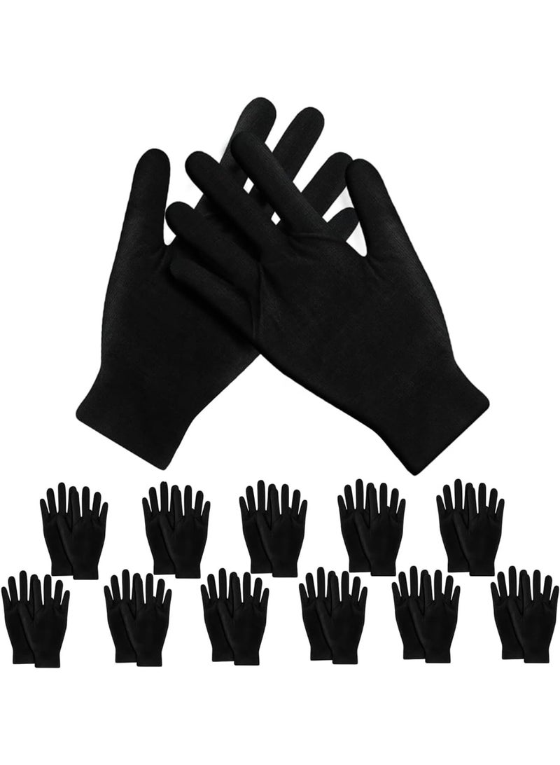 Lonimia 12 Pairs Black Gloves, 24Pcs Soft Cotton Gloves for Art handling Crafting Coin Jewelry Silver Inspection Gloves, Stretchable Lining Glove, Large Size - Image 1