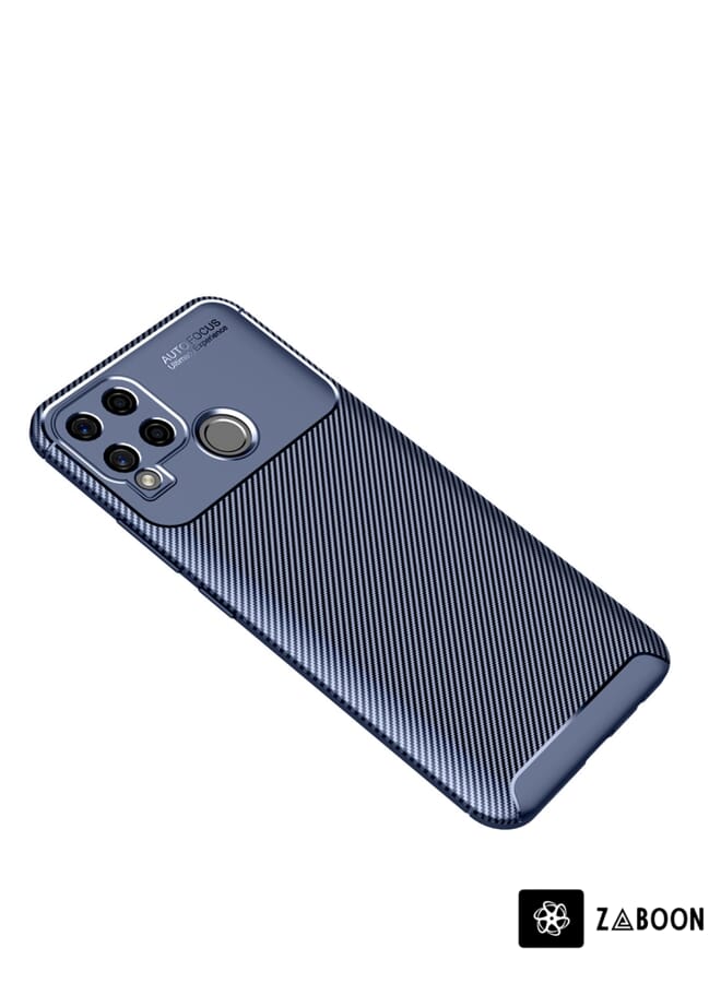 Zaboon غطاء حماية لهاتف OPPO Realme C15 بتصميم من ألياف الكربون مقاوم للصدمات من TPU - Image 2