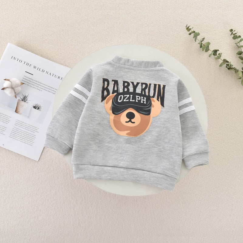 Cute Baby Bear Jacket 2023 Spring Autumn Fashion H153 [gray sunglasses bear cardigan]] 
