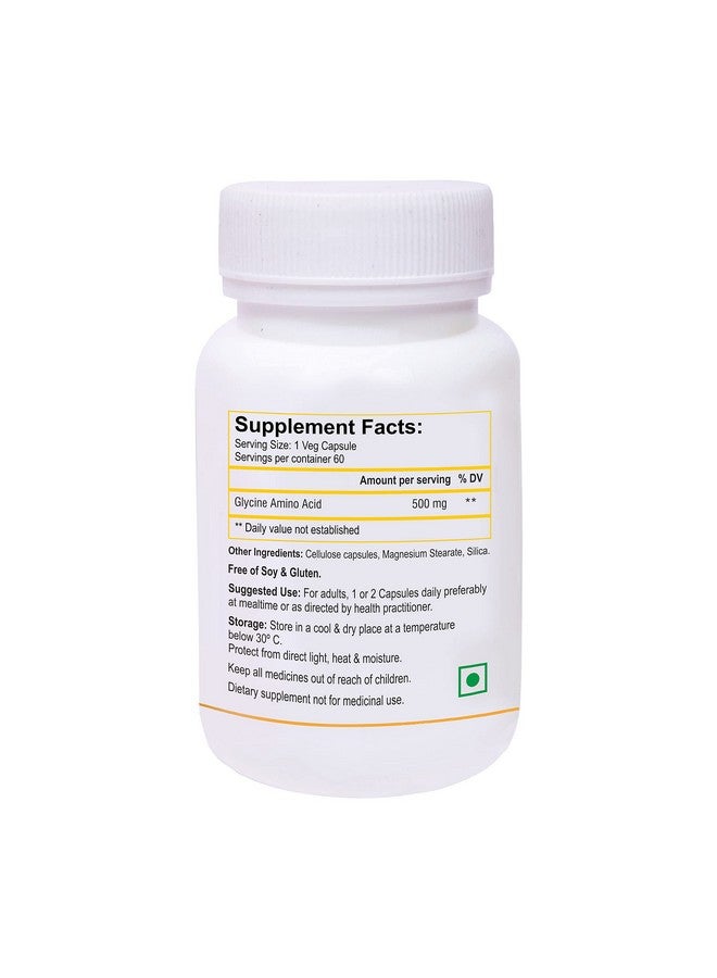 Biotrex Nutraceuticals Glycine Amino Acid 500mg - Support Brain and Sleep Health | 60 Veg Capsules - Image 2