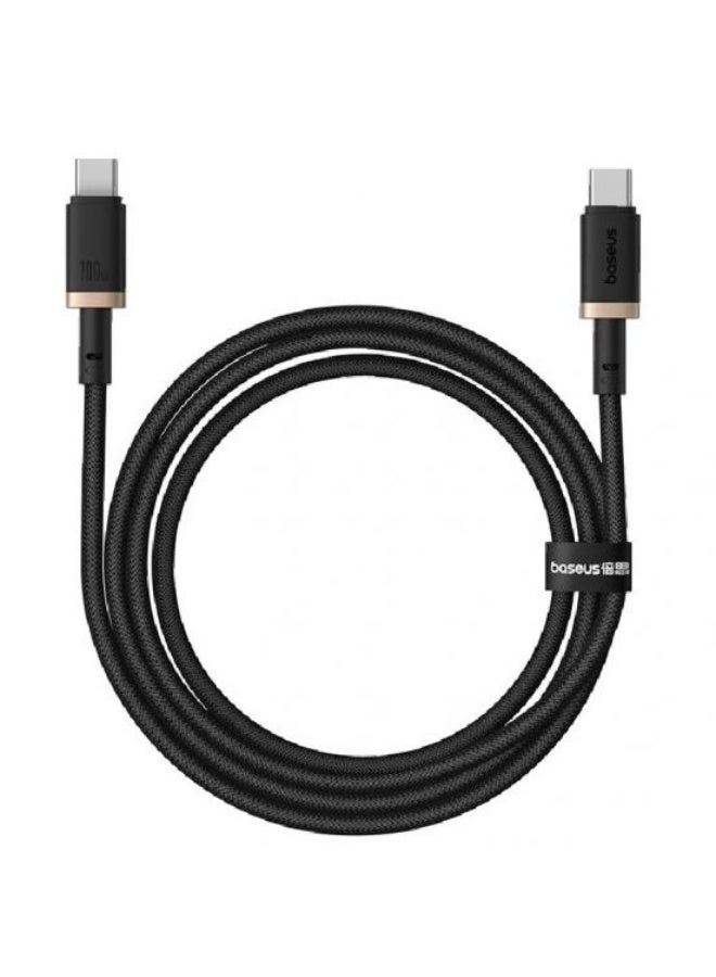Baseus Dura Series Cable, Type-C To Type-C, 100Watt, 1M - Gold&Black Black and gold - Image 3