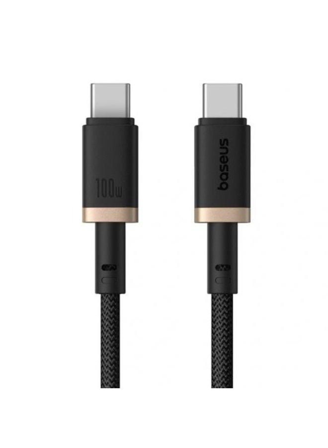 Baseus Dura Series Cable, Type-C To Type-C, 100Watt, 1M - Gold&Black Black and gold - Image 2