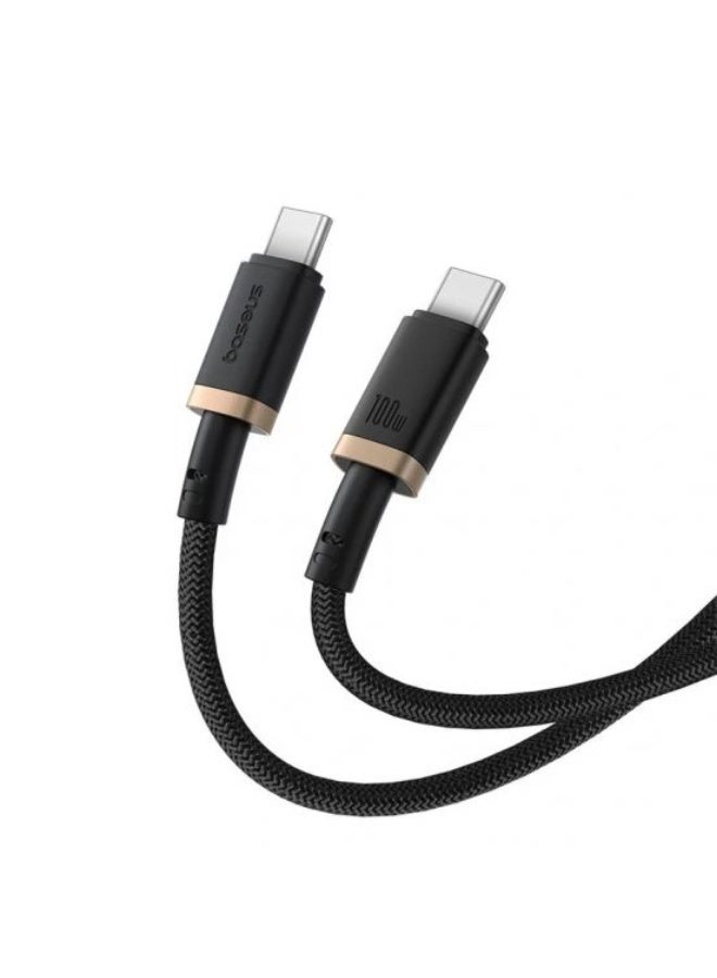 Baseus Dura Series Cable, Type-C To Type-C, 100Watt, 1M - Gold&Black Black and gold - Image 4
