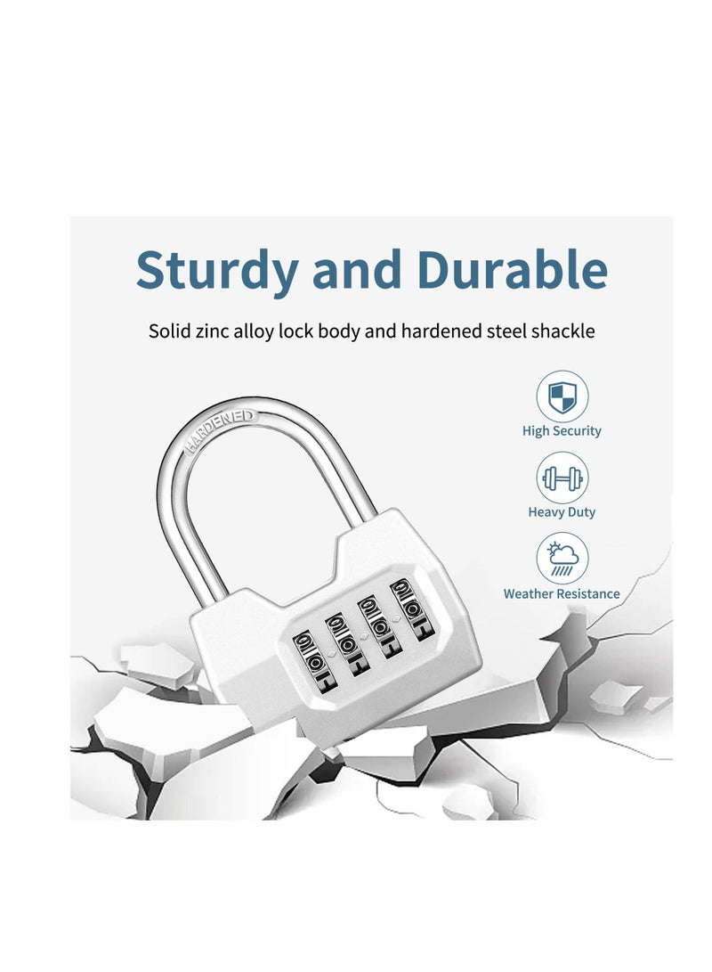 4 Digit Combination Lock Outdoor, Heavy Duty Locker Lock, Combination Lock for Locker, Waterproof Combo Lock for Gym Locker, Hasp Storage, Shed, Fence, Gate, Silver  - Image 4