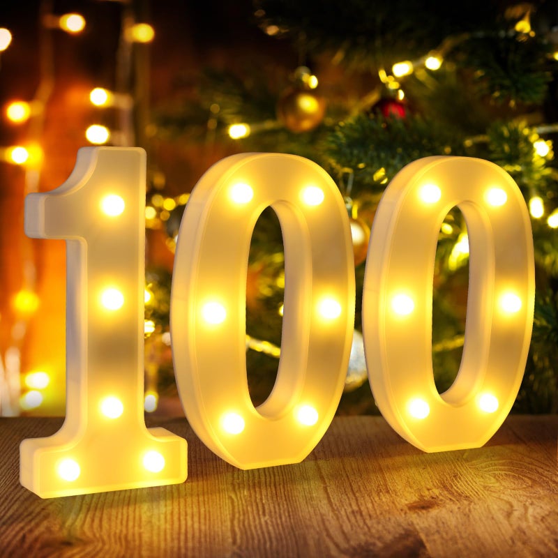 Funsky 100th Birthday Decorations for Women Men,100 Birthday Decorations for Centerpieces Table,100 Light Up Numbers Sign Led for Party Backdrop Wall Decor for Wedding Anniversary Home - Image 1