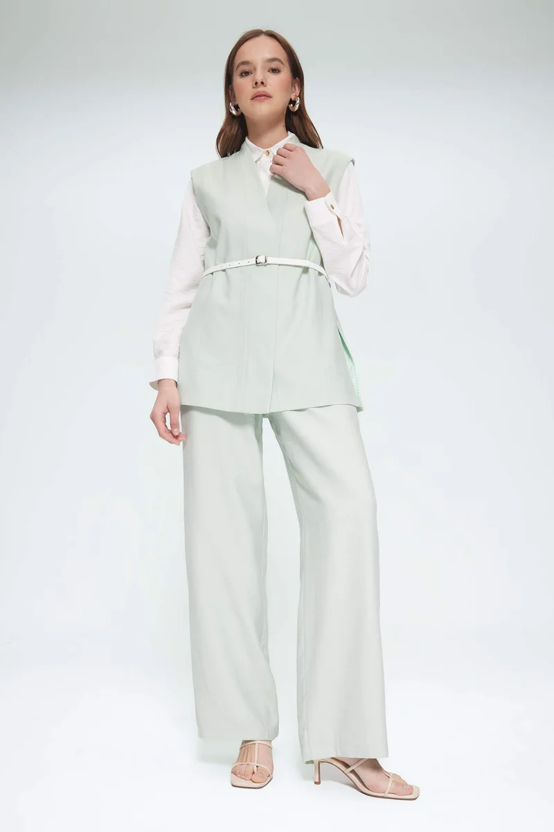 DeFacto V Neck Belted Twill Classic Vest