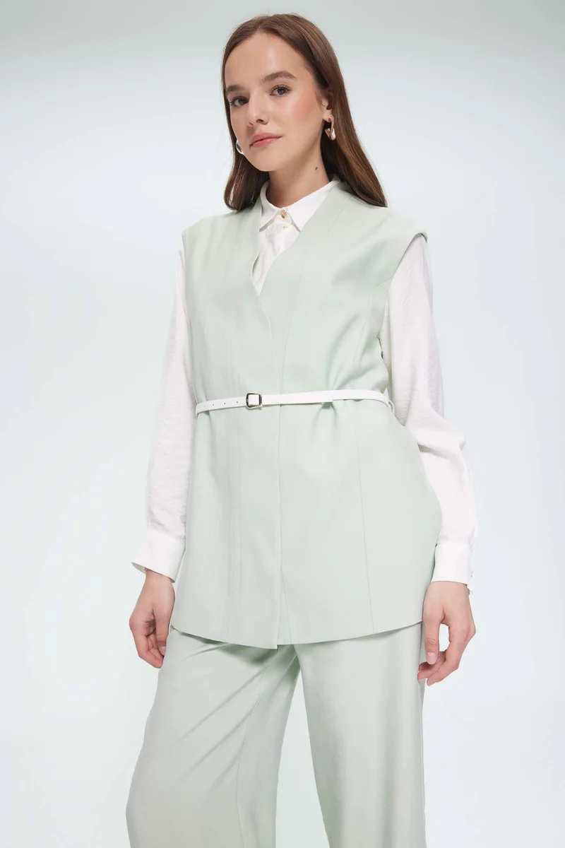 DeFacto V Neck Belted Twill Classic Vest