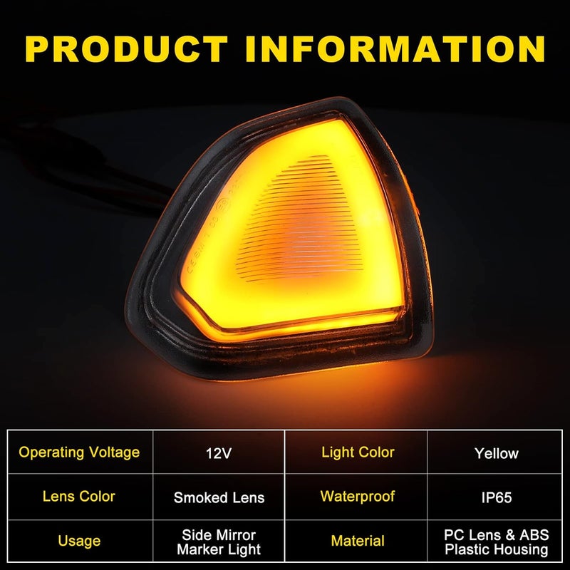 autboom Amber LED Side Mirror Turn Signal Lights for Dodge Ram 1500 2500 3500 4500 5500 - Image 4