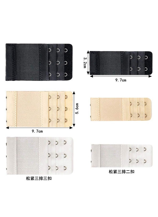 Realfrog - Women Bra Extenders Elastic Bra Strap Extenders 3 Rows 6pcs， 2and3 Hooks for Female Ladies Black Apricot White - Image 1