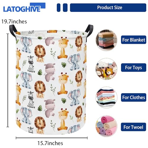 LATOGHIVE Baby Laundry Hamper kids laundry Basket Waterproof Storage Bin for Bedroom Toy Clothes Organizer Basket Woodland Animals Room Décor(Cute Animals) - Image 2