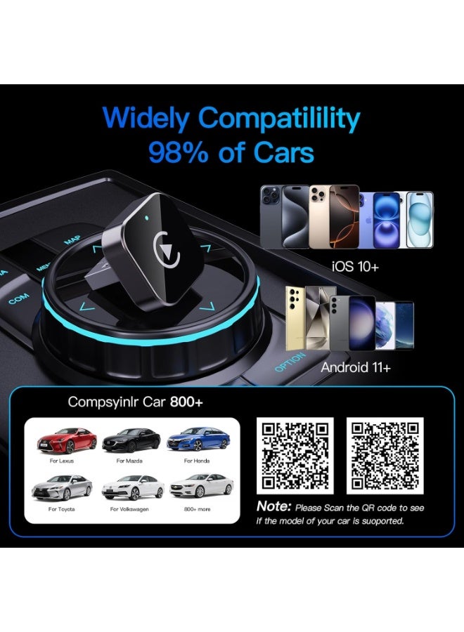 2026 Upgraded Wireless CarPlay Adapter for iPhone & Android Device | Fast Auto-Connect, Stable Connection, Mini Size Plug，Apple iPhone & Android, 2-in-1 Adapter, Convert Wired to Wireless Dongle - Image 4