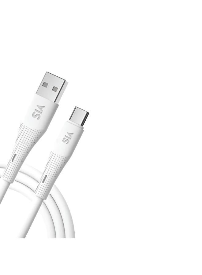 sia soft rubber cable :  tpe Real liquid silicon rubber 1.0m -5.0A - OD 3.8 - Copper  White with aluminum case USB - TYPE C   60W - Image 1