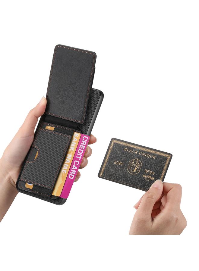 S-TOP Case For Samsung Galaxy A21s Carbon Fiber Vertical Flip Wallet Stand Phone Case - Image 4