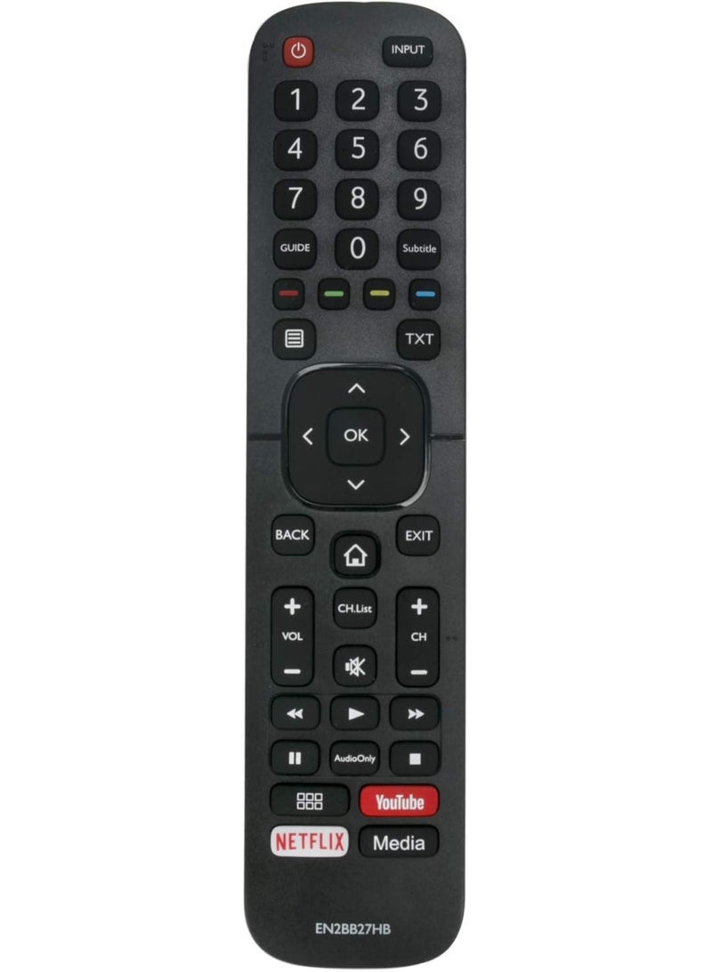 ELTRAZONE EN2BB27H B Remote Control Replacement for Hisense TV | Compatible with Models H32A5600, H39AE5500, H32A5600UK, H43A5600, H65A6100, H43AE6030, H50A6100, H55A6100 | Easy Setup, Media, YouTube & Netflix Shortcuts | High-Performance Universal Remote Control - Image 2