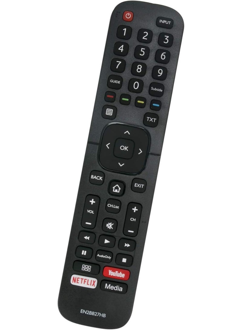 ELTRAZONE EN2BB27H B Remote Control Replacement for Hisense TV | Compatible with Models H32A5600, H39AE5500, H32A5600UK, H43A5600, H65A6100, H43AE6030, H50A6100, H55A6100 | Easy Setup, Media, YouTube & Netflix Shortcuts | High-Performance Universal Remote Control - Image 1
