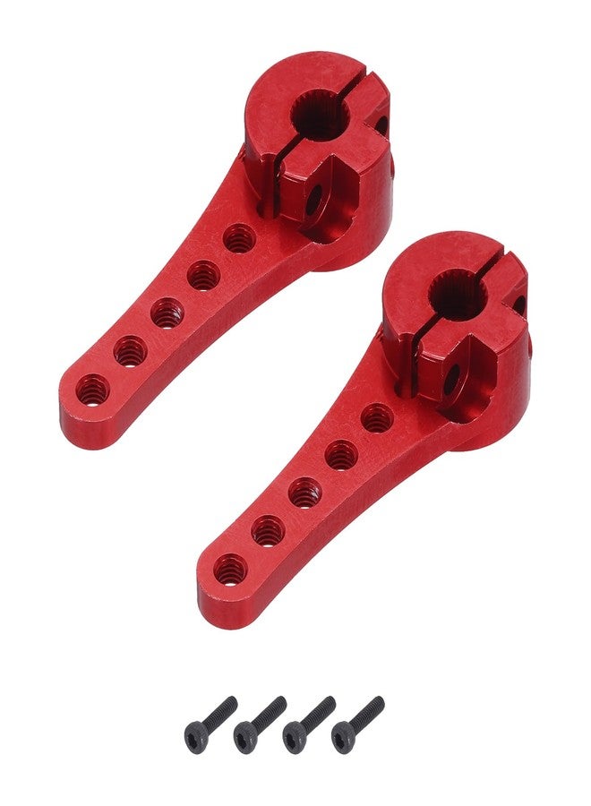 MECCANIXITY 2 Pcs Aluminum Servo Horn Long 25T Steering Arm 46mm Length Red Suitable for DIY RC Car/Boat/AirplanesBoat Model Accessories with M2.5 Screws - Image 1