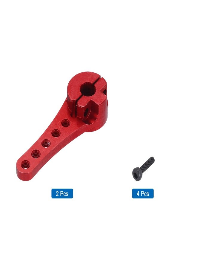 MECCANIXITY 2 Pcs Aluminum Servo Horn Long 25T Steering Arm 46mm Length Red Suitable for DIY RC Car/Boat/AirplanesBoat Model Accessories with M2.5 Screws - Image 3