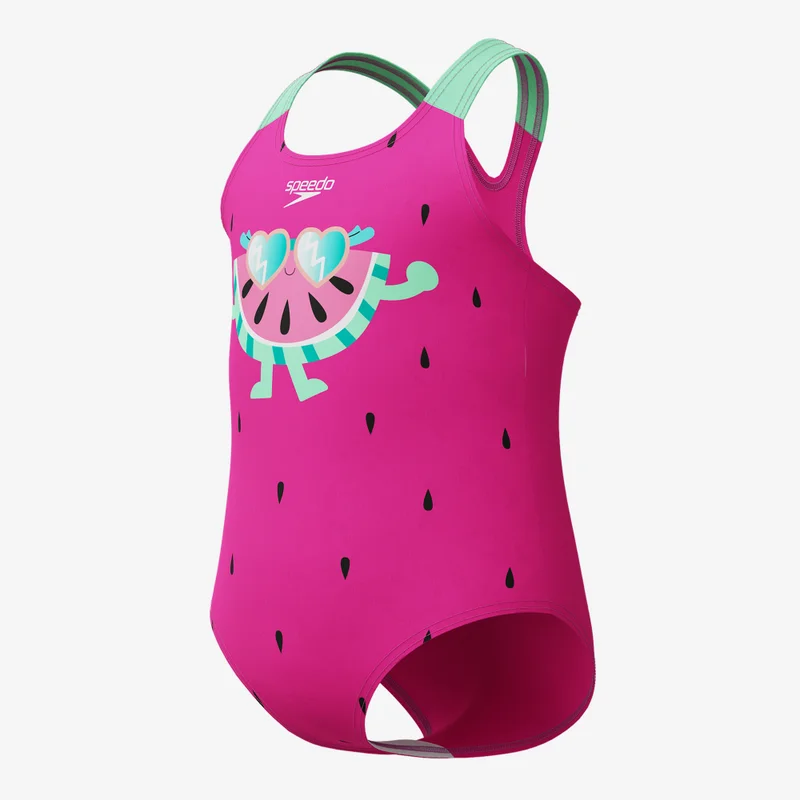 speedo Pink Kids' Printed One-Piece Swimsuit  | Best Price UAE