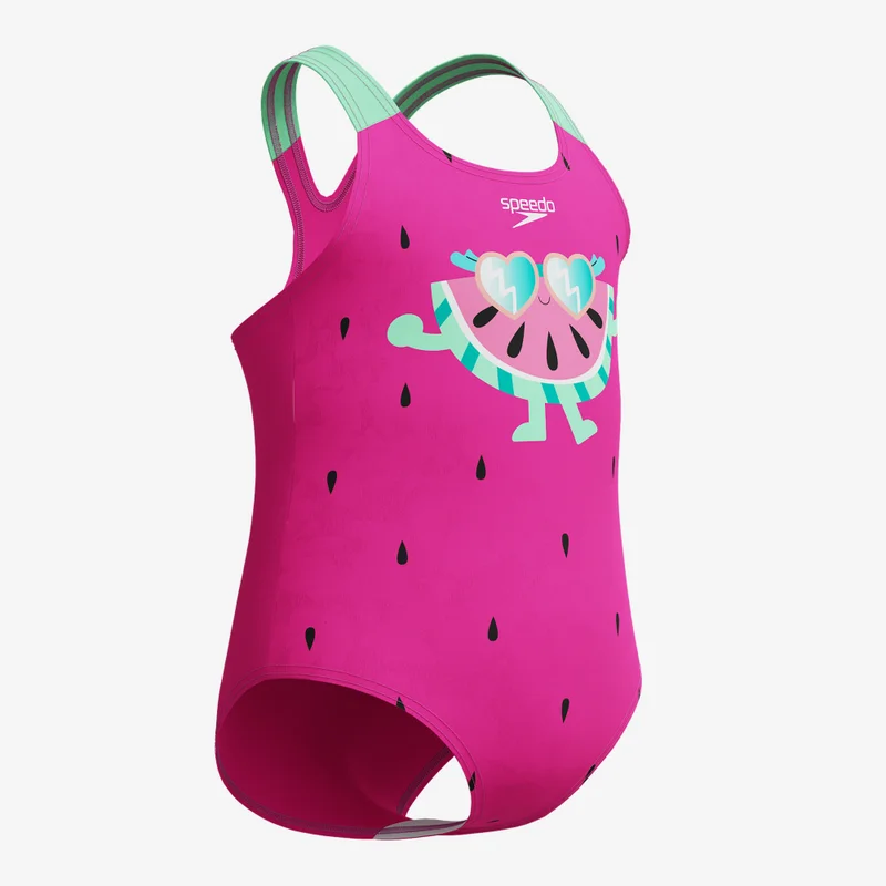 speedo Pink Kids' Printed One-Piece Swimsuit  | Best Price UAE