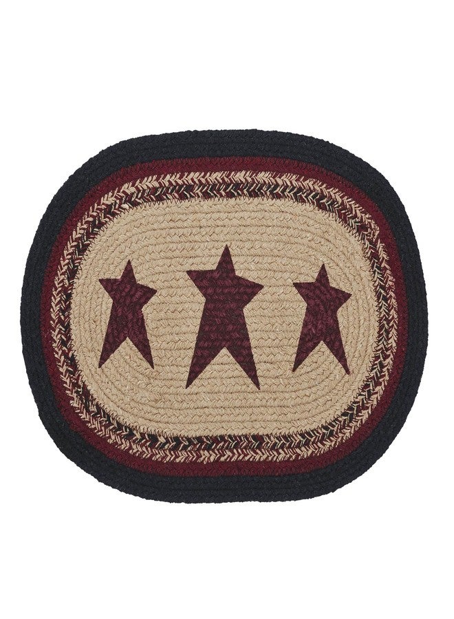 VHC Brands Braided Cotton Placemat 10x15, Cotton Dining Room, Kitchen Placemat, Dining Table Placemats, Woven Place Mat, Stenciled, Connell Collection, Oval 10x15, Stars, Burgundy - Image 4