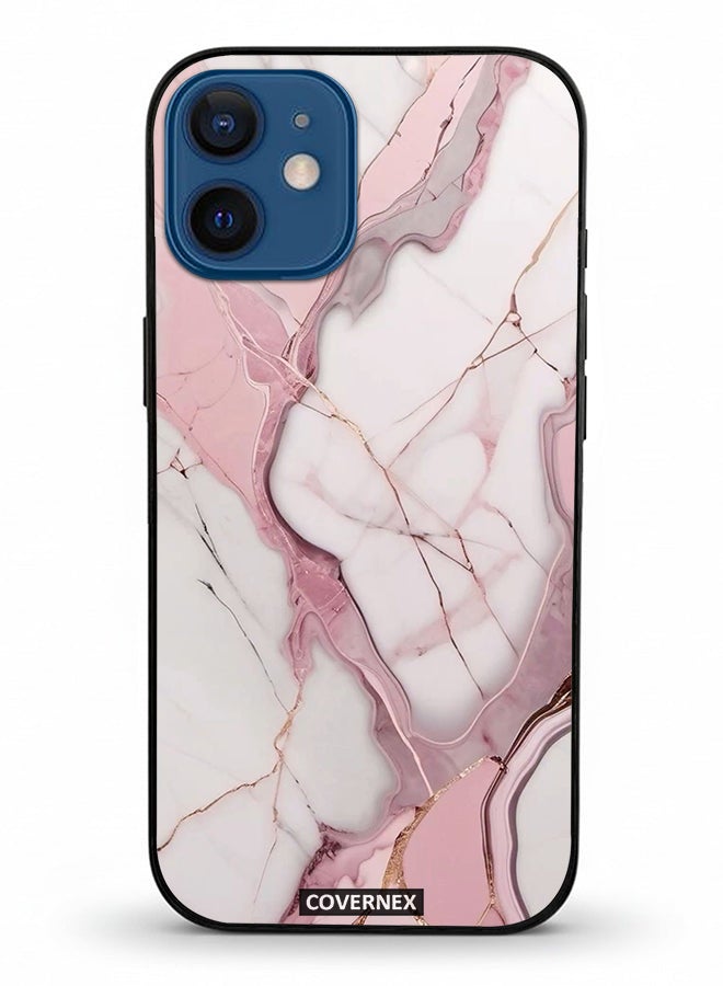 Covernex Apple iPhone 12 Mini Protective Case Cover Printed Featuring Rose Quartz Marble Texture - Image 2