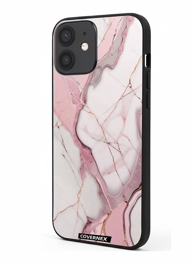 Covernex Apple iPhone 12 Mini Protective Case Cover Printed Featuring Rose Quartz Marble Texture - Image 1