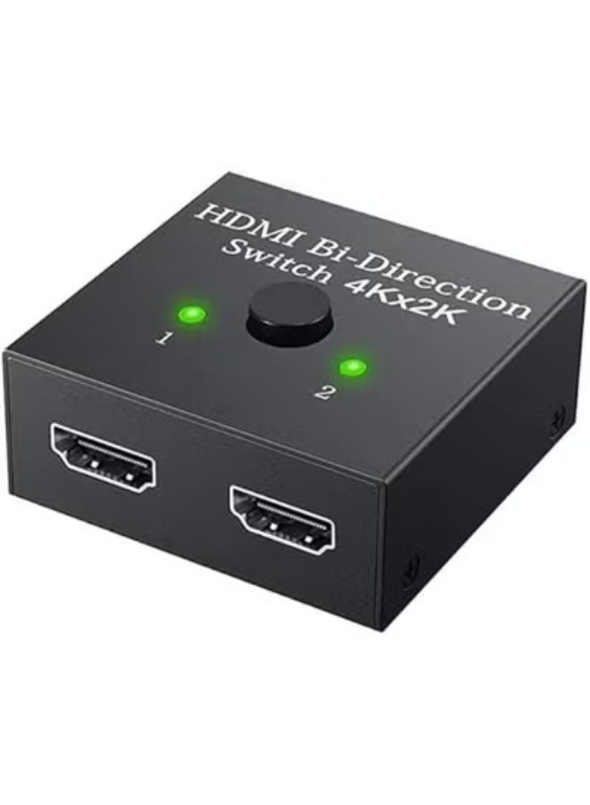 محول HDMI - 2 منفذ ثنائي الاتجاه بزر يدوي – 2 مدخل 1 مخرج أو مقسم 1 مدخل 2 مخرج – يدعم دقة 1080p و2K و4K - Image 1
