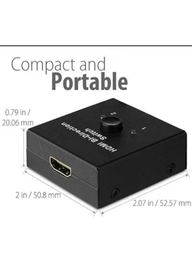 محول HDMI - 2 منفذ ثنائي الاتجاه بزر يدوي – 2 مدخل 1 مخرج أو مقسم 1 مدخل 2 مخرج – يدعم دقة 1080p و2K و4K - Image 4