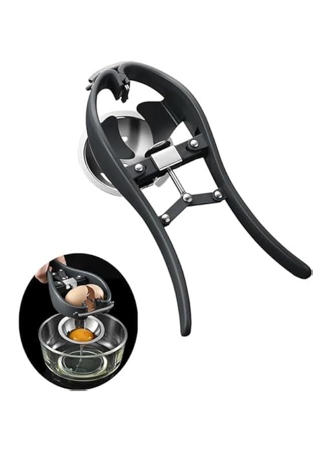 هوكور Egg Cracker Egg Separator Tool, Handheld Egg Opener with Egg Yolk White Separator Stainless Steel Eggshell Cutter Automatic Egg Cracking Tool Egg Separator, Creative Kitchen Gadgets - Image 1