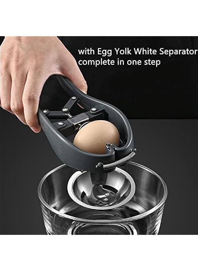 هوكور Egg Cracker Egg Separator Tool, Handheld Egg Opener with Egg Yolk White Separator Stainless Steel Eggshell Cutter Automatic Egg Cracking Tool Egg Separator, Creative Kitchen Gadgets - Image 2