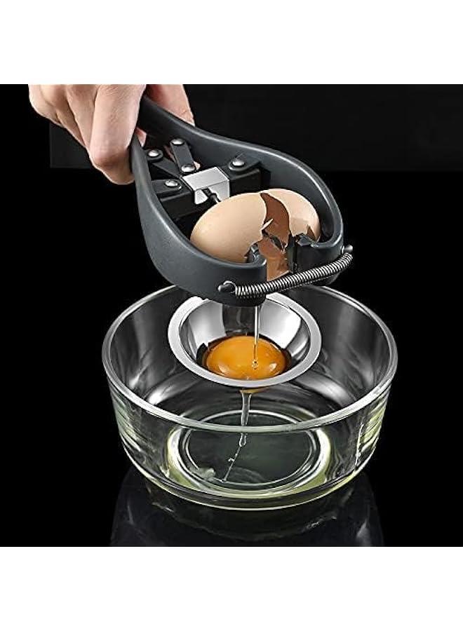 هوكور Egg Cracker Egg Separator Tool, Handheld Egg Opener with Egg Yolk White Separator Stainless Steel Eggshell Cutter Automatic Egg Cracking Tool Egg Separator, Creative Kitchen Gadgets - Image 4