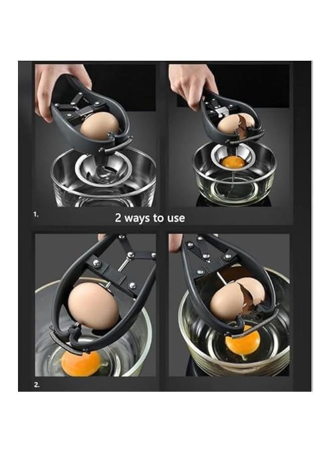 هوكور Egg Cracker Egg Separator Tool, Handheld Egg Opener with Egg Yolk White Separator Stainless Steel Eggshell Cutter Automatic Egg Cracking Tool Egg Separator, Creative Kitchen Gadgets - Image 5