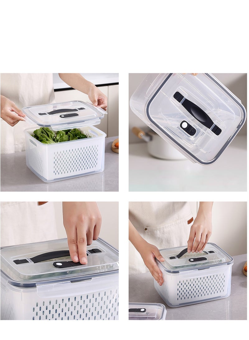 4 PCS Fruit Storage Containers for Fridge, with Lids Handle and Removable Colander, Airtight Food Storage Container, for Refrigerator, Keep Berry Fruit Vegetable Fresh Longer - Image 5