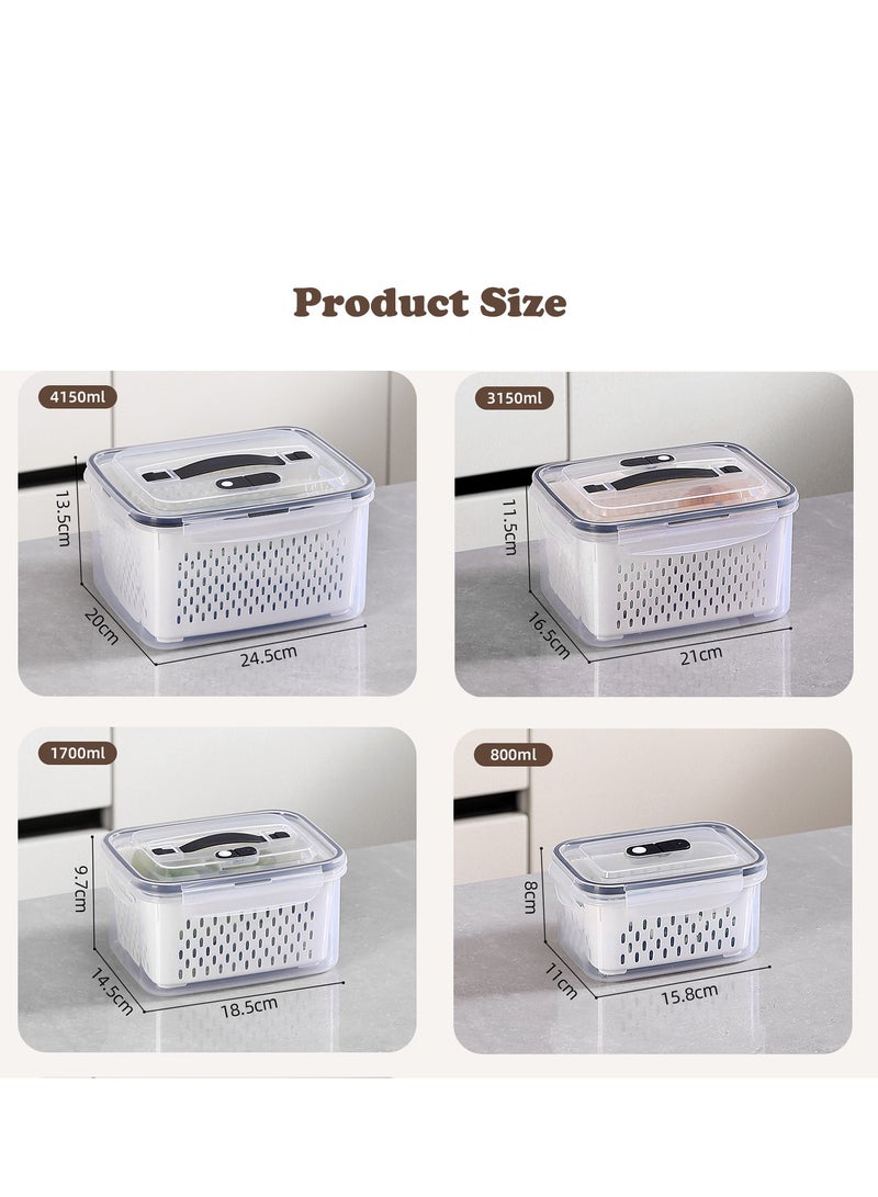4 PCS Fruit Storage Containers for Fridge, with Lids Handle and Removable Colander, Airtight Food Storage Container, for Refrigerator, Keep Berry Fruit Vegetable Fresh Longer - Image 4